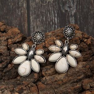 White Turquoise Flower Earrings